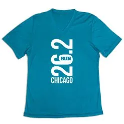 Women's Short Sleeve Tech Tee - Chicago 26.2 Vertical -goneforarun Sales 2023 tr 43592 LIGHTBLUE MAIN