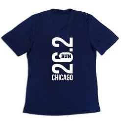 Women's Short Sleeve Tech Tee - Chicago 26.2 Vertical -goneforarun Sales 2023 tr 43592 NAVY MAIN