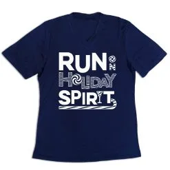 Women's Short Sleeve Tech Tee - Run On Holiday Spirit -goneforarun Sales 2023 tr 43609 NAVY MAIN