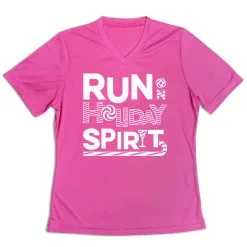 Women's Short Sleeve Tech Tee - Run On Holiday Spirit -goneforarun Sales 2023 tr 43609 PINK MAIN