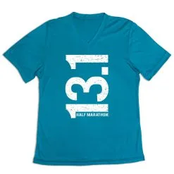 Women's Short Sleeve Tech Tee - 13.1 Half Marathon Vertical -goneforarun Sales 2023 tr 43623 LIGHTBLUE MAIN