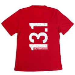 Women's Short Sleeve Tech Tee - 13.1 Half Marathon Vertical -goneforarun Sales 2023 tr 43623 RED MAIN