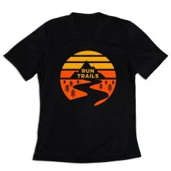 Women's Short Sleeve Tech Tee - Run Trails Sunset -goneforarun Sales 2023 tr 43633 BLACK MAIN