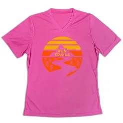 Women's Short Sleeve Tech Tee - Run Trails Sunset -goneforarun Sales 2023 tr 43633 PINK MAIN
