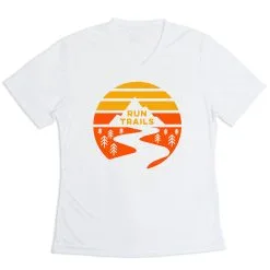 Women's Short Sleeve Tech Tee - Run Trails Sunset -goneforarun Sales 2023 tr 43633 WHITE MAIN