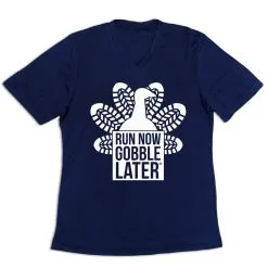 Women's Short Sleeve Tech Tee - Thanksgiving Run -goneforarun Sales 2023 tr 43638 NAVY MAIN