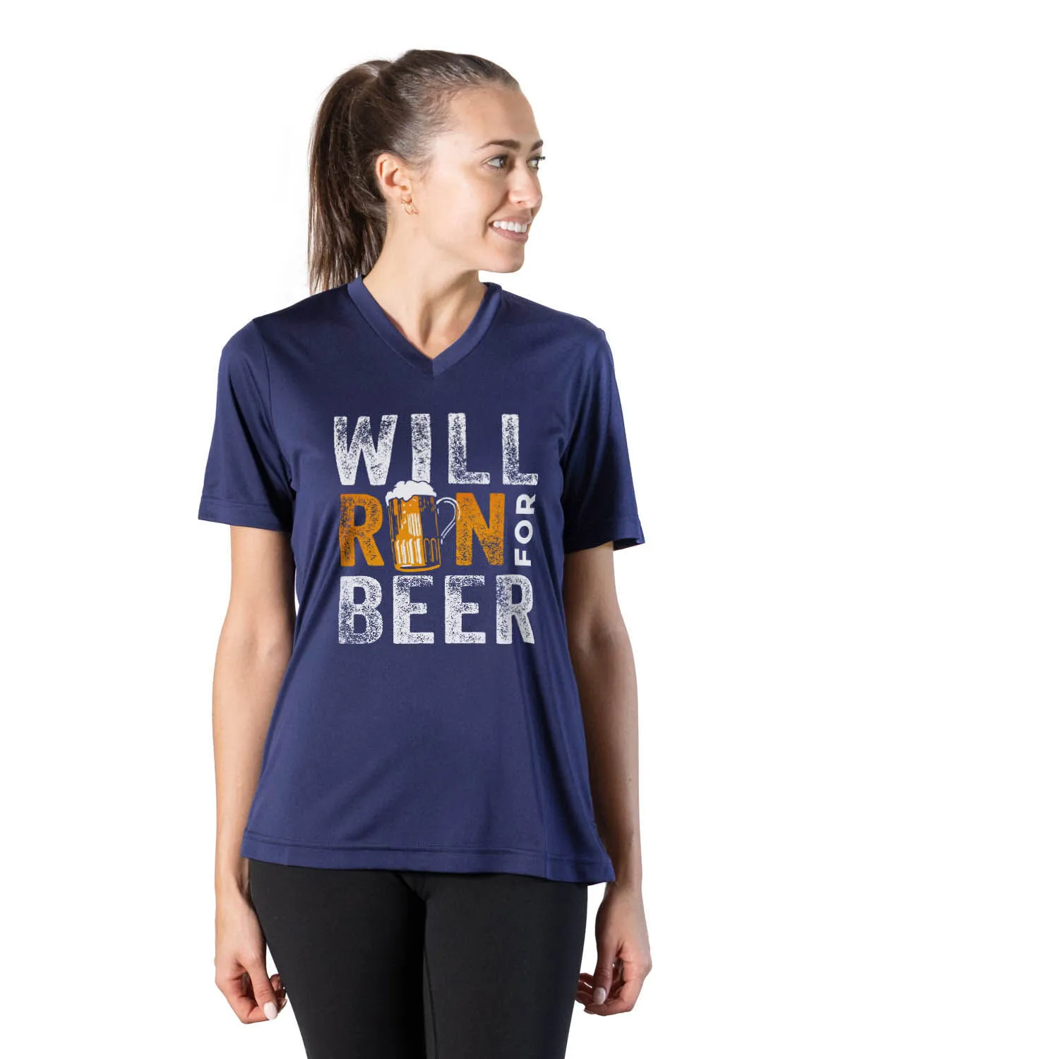 Women's Short Sleeve Tech Tee - Will Run For Beer 4 Women's Short Sleeve Tech Tee - Will Run For Beer - Image 2