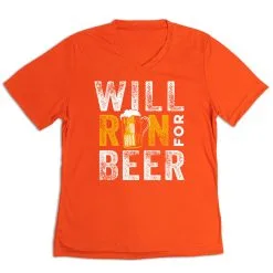 Women's Short Sleeve Tech Tee - Will Run For Beer 16 Women's Short Sleeve Tech Tee - Will Run For Beer -goneforarun Sales 2023 tr 43659 ORANGE MAIN