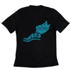 Women's Short Sleeve Tech Tee - Winged Foot Inspirational Words -goneforarun Sales 2023 tr 43664 BLACK MAIN