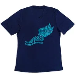 Women's Short Sleeve Tech Tee - Winged Foot Inspirational Words -goneforarun Sales 2023 tr 43664 NAVY MAIN