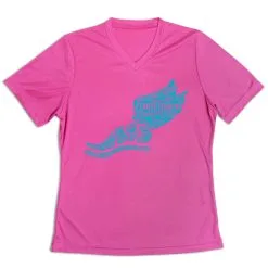 Women's Short Sleeve Tech Tee - Winged Foot Inspirational Words -goneforarun Sales 2023 tr 43664 PINK MAIN