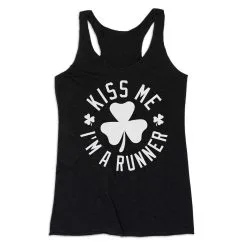 Women's Everyday Tank Top - Kiss Me I Am A Runner Shamrock -goneforarun Sales 2023 tr 43741 BLACK MAIN