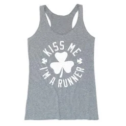 Women's Everyday Tank Top - Kiss Me I Am A Runner Shamrock -goneforarun Sales 2023 tr 43741 GRAY MAIN