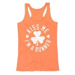 Women's Everyday Tank Top - Kiss Me I Am A Runner Shamrock -goneforarun Sales 2023 tr 43741 PEACH MAIN
