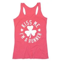 Women's Everyday Tank Top - Kiss Me I Am A Runner Shamrock -goneforarun Sales 2023 tr 43741 PINK MAIN
