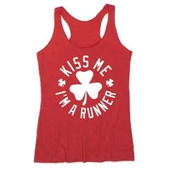 Women's Everyday Tank Top - Kiss Me I Am A Runner Shamrock -goneforarun Sales 2023 tr 43741 RED MAIN