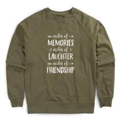 Running Raglan Crew Neck Pullover - Miles Of Friendship Mantra -goneforarun Sales 2023 tr 43944 OLIVE MAIN