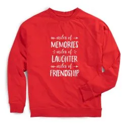 Running Raglan Crew Neck Pullover - Miles Of Friendship Mantra -goneforarun Sales 2023 tr 43944 RED MAIN