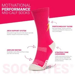 Socrates® Mid-Calf Performance Socks - Bad Ass (Pink) -goneforarun Sales 2023 tr 44353 DETAILS