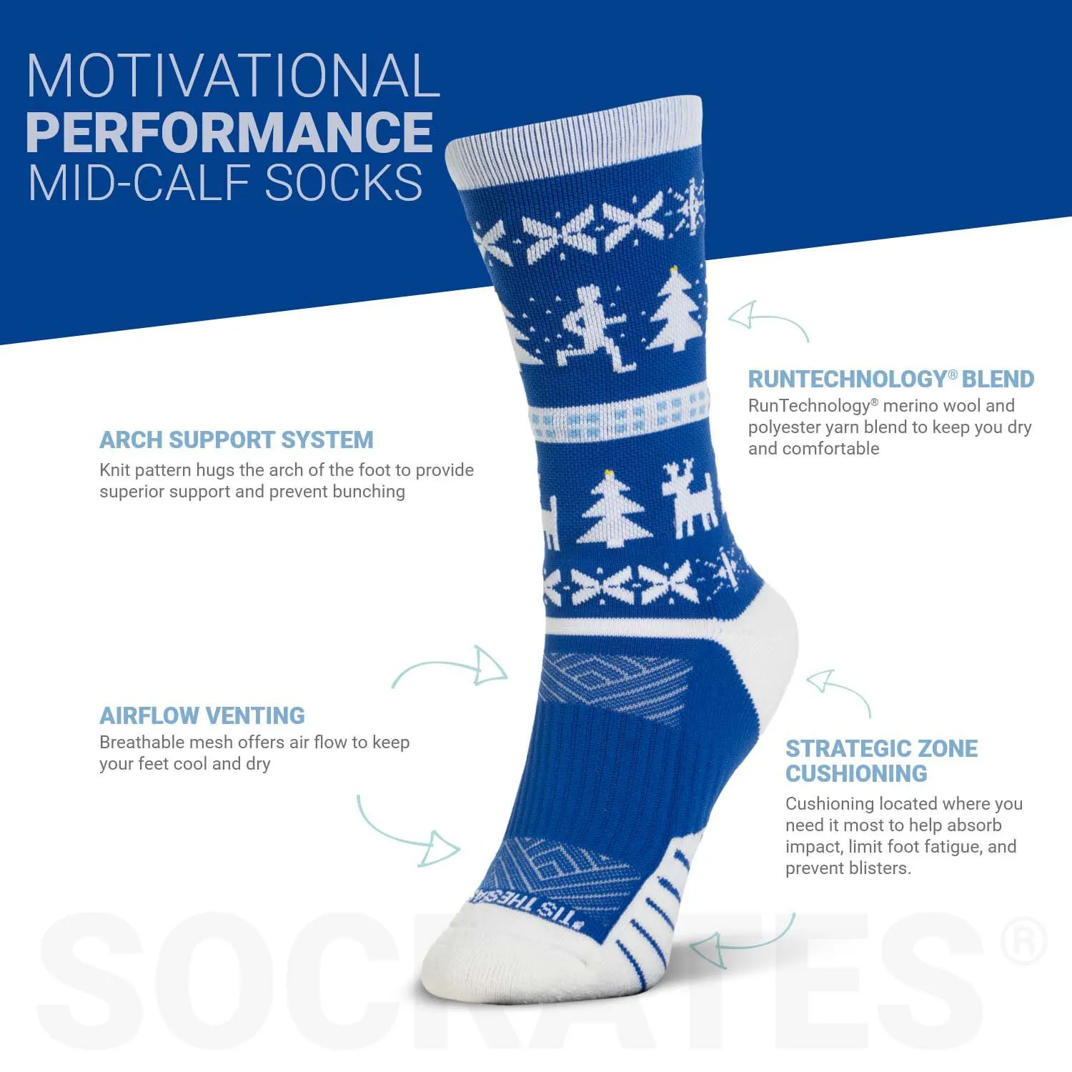 Socrates® Mid-Calf Performance Socks - Tis The Season 5 Socrates® Mid-Calf Performance Socks - Tis The Season - Image 3