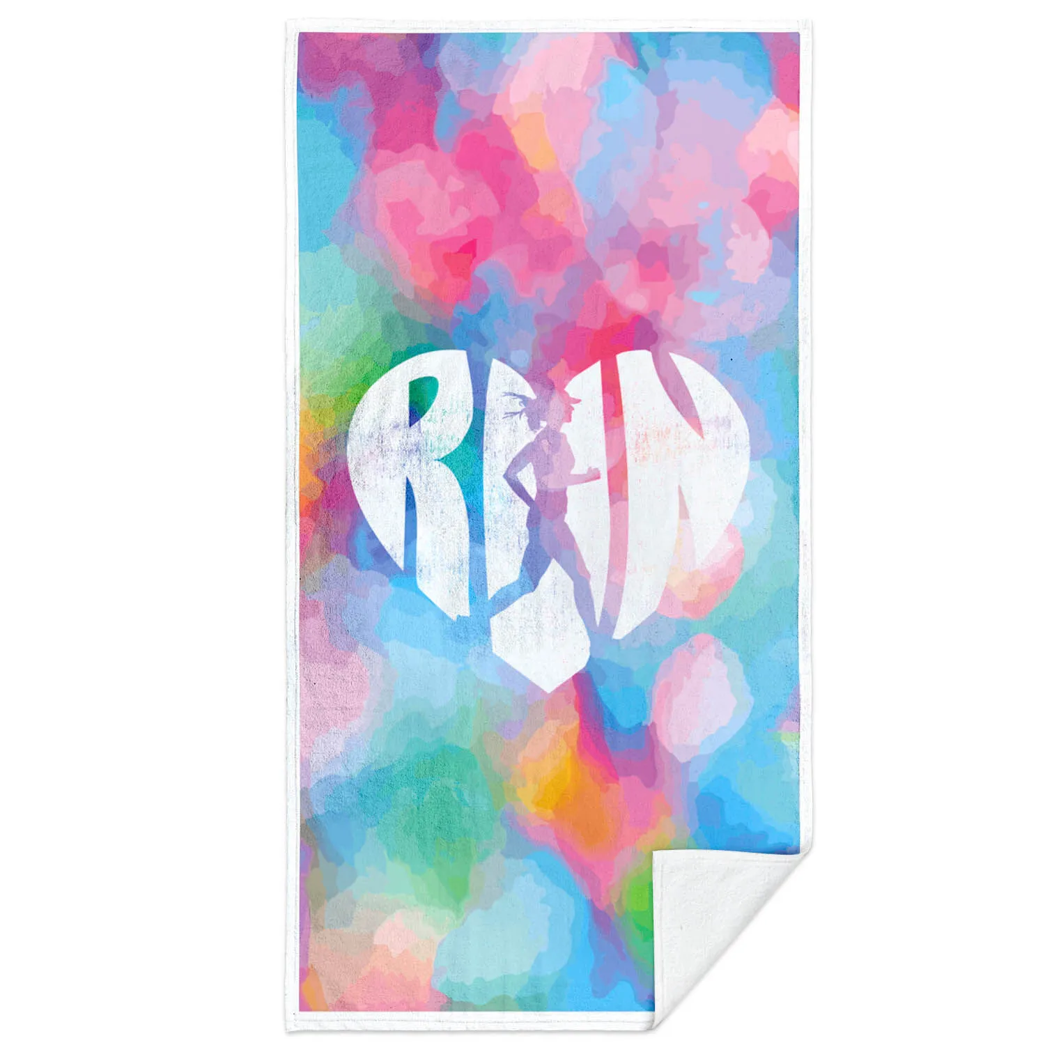 Running Premium Beach Towel - Love The Run Watercolor 3 Running Premium Beach Towel - Love The Run Watercolor