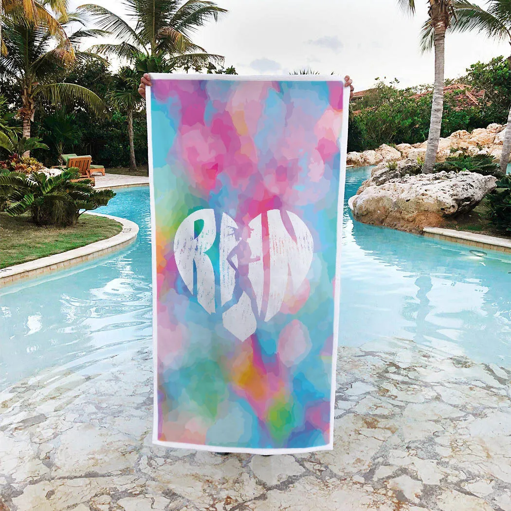 Running Premium Beach Towel - Love The Run Watercolor 4 Running Premium Beach Towel - Love The Run Watercolor - Image 2