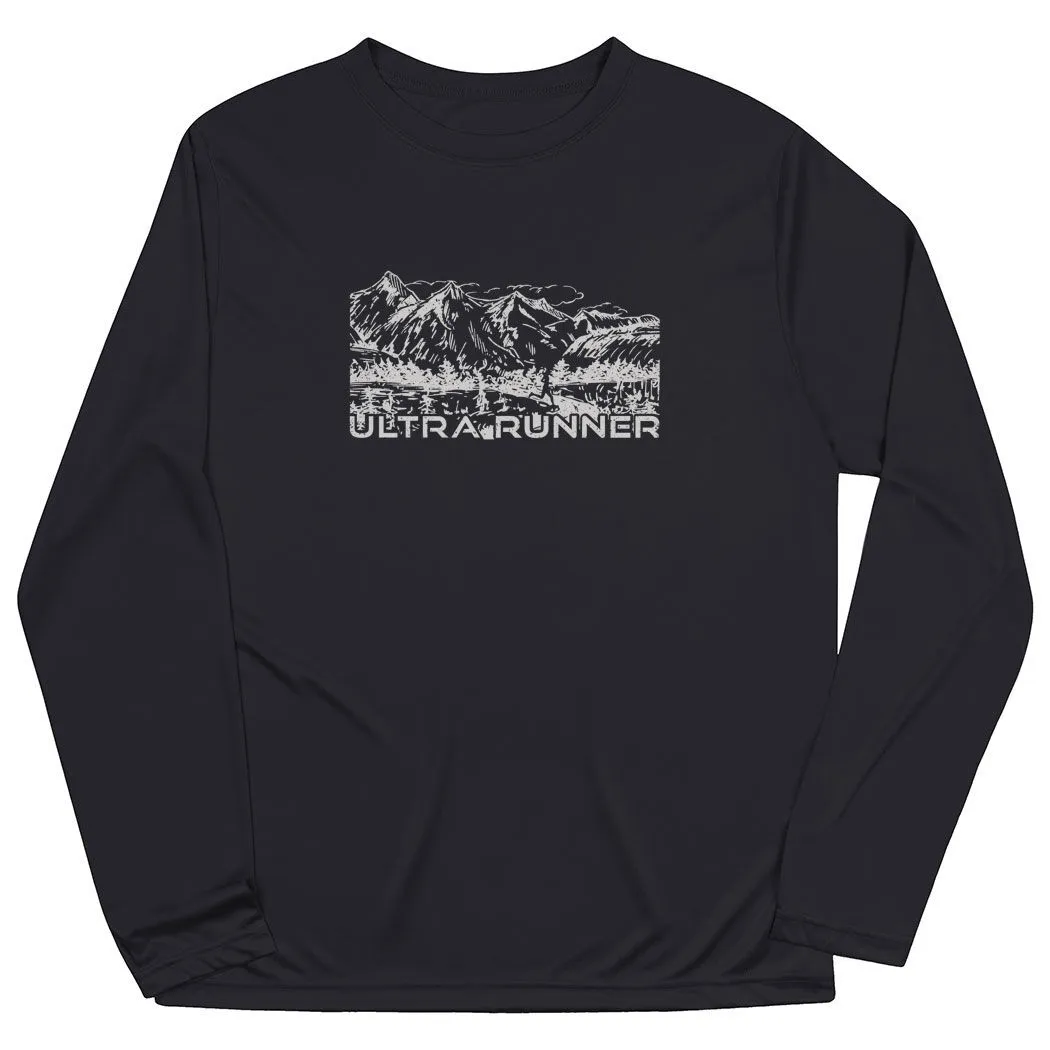 Men's Running Long Sleeve Performance Tee - Ultra Runner Sketch 3 Men's Running Long Sleeve Performance Tee - Ultra Runner Sketch