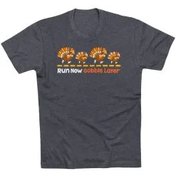 Running Short Sleeve T-Shirt - Run Now Gobble Later Turkeys -goneforarun Sales 2023 tr 44444 CHARCOAL FLAT