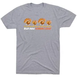 Running Short Sleeve T-Shirt - Run Now Gobble Later Turkeys -goneforarun Sales 2023 tr 44444 GRAY FLAT