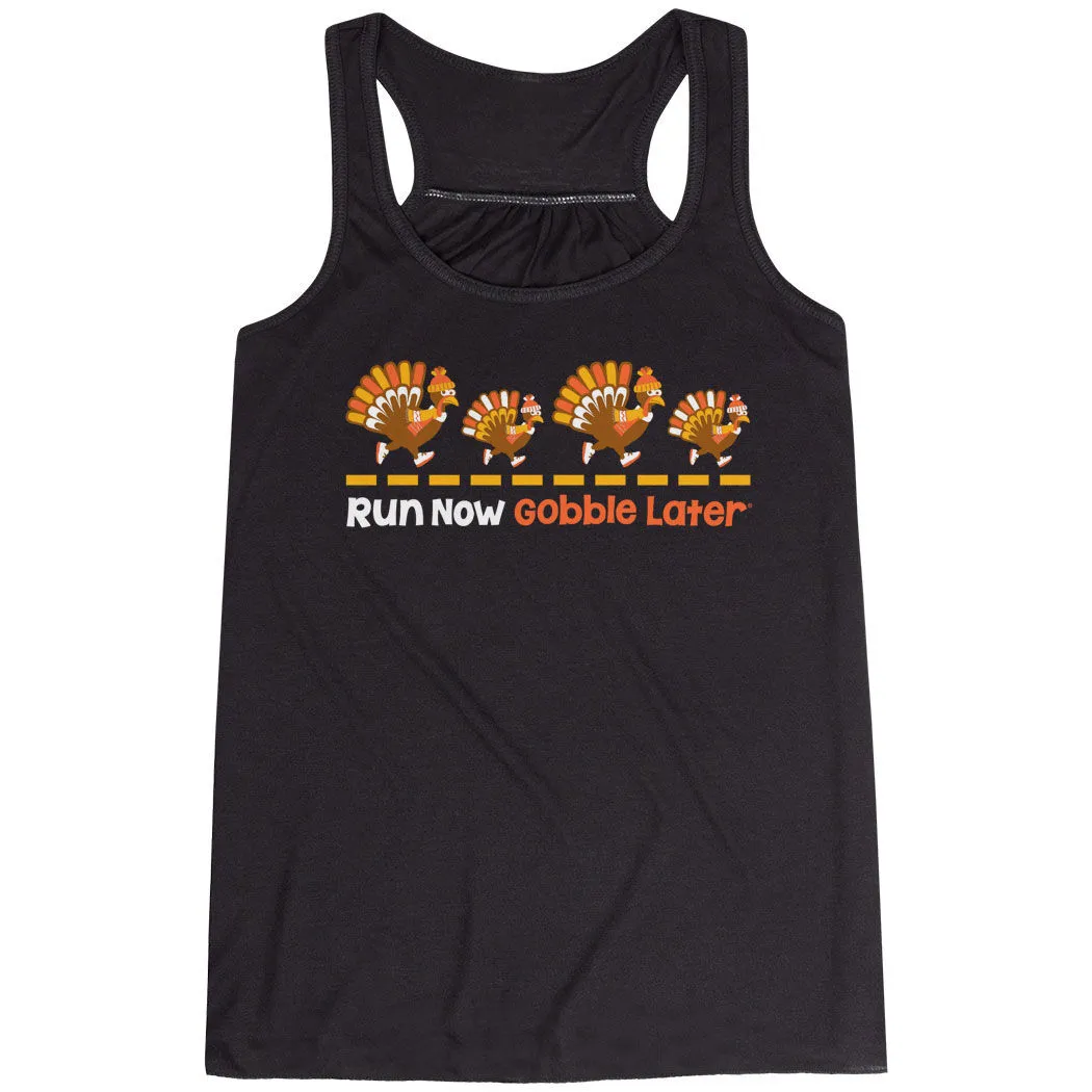 Flowy Racerback Tank Top - Run Now Gobble Later Turkeys 3 Flowy Racerback Tank Top - Run Now Gobble Later Turkeys