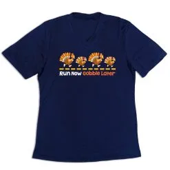 Women's Short Sleeve Tech Tee - Run Now Gobble Later Turkeys -goneforarun Sales 2023 tr 44447 NAVY MAIN