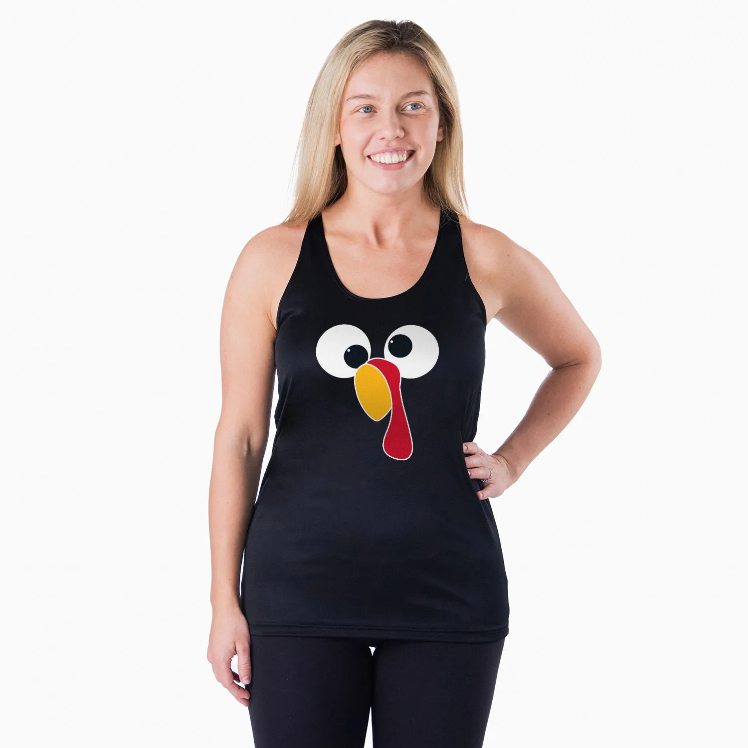Women's Running Racerback Performance Tank Top - Goofy Turkey 4 Women's Running Racerback Performance Tank Top - Goofy Turkey - Image 2