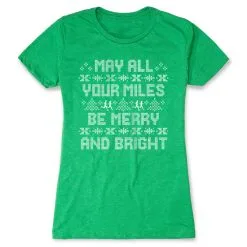 Women's Everyday Runners Tee - May All Your Miles Be Merry And Bright -goneforarun Sales 2023 tr 44568 GREEN FLAT
