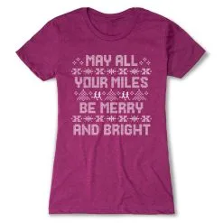 Women's Everyday Runners Tee - May All Your Miles Be Merry And Bright -goneforarun Sales 2023 tr 44568 LUSHBERRY FLAT