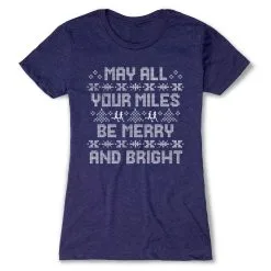 Women's Everyday Runners Tee - May All Your Miles Be Merry And Bright -goneforarun Sales 2023 tr 44568 STORMINDIGO FLAT