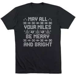 Running Short Sleeve T-Shirt - May All Your Miles Be Merry And Bright -goneforarun Sales 2023 tr 44569 BLACK FLAT