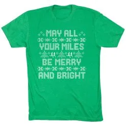 Running Short Sleeve T-Shirt - May All Your Miles Be Merry And Bright -goneforarun Sales 2023 tr 44569 GREEN FLAT