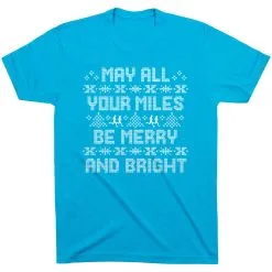 Running Short Sleeve T-Shirt - May All Your Miles Be Merry And Bright -goneforarun Sales 2023 tr 44569 TURQUOISE FLAT