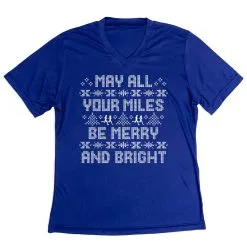Women's Short Sleeve Tech Tee - May All Your Miles Be Merry And Bright -goneforarun Sales 2023 tr 44572 ROYAL MAIN