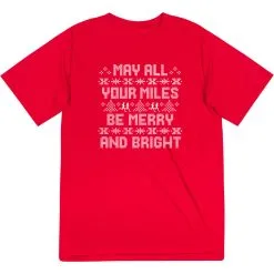 Men's Running Short Sleeve Performance Tee - May All Your Miles Be Merry And Bright