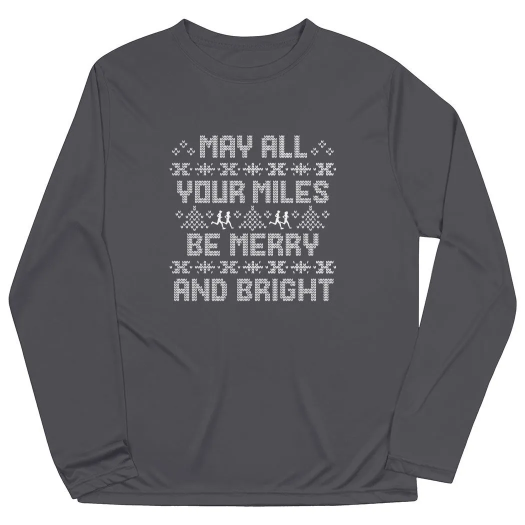 Men's Running Long Sleeve Performance Tee - May All Your Miles Be Merry And Bright 8 Men's Running Long Sleeve Performance Tee - May All Your Miles Be Merry And Bright - Image 6