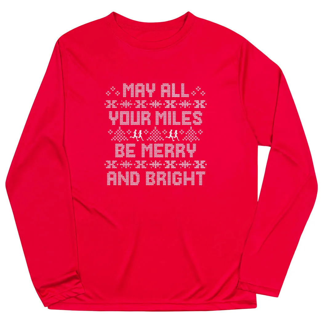 Men's Running Long Sleeve Performance Tee - May All Your Miles Be Merry And Bright 3 Men's Running Long Sleeve Performance Tee - May All Your Miles Be Merry And Bright