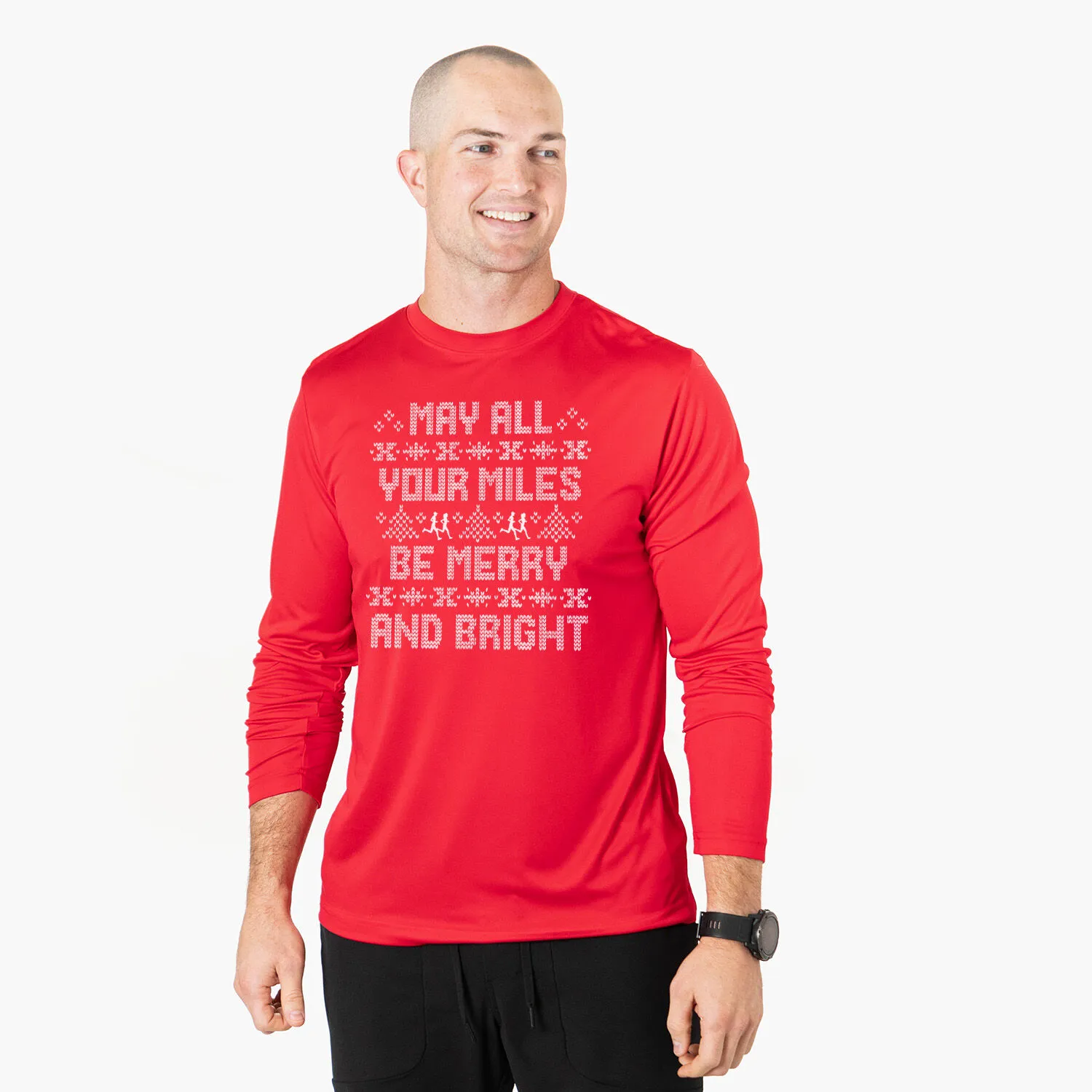 Men's Running Long Sleeve Performance Tee - May All Your Miles Be Merry And Bright 4 Men's Running Long Sleeve Performance Tee - May All Your Miles Be Merry And Bright - Image 2