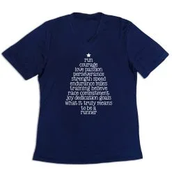 Women's Short Sleeve Tech Tee - Runner Christmas Tree -goneforarun Sales 2023 tr 44583 NAVY MAIN