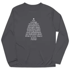 Men's Running Long Sleeve Performance Tee - Runner Christmas Tree -goneforarun Sales 2023 tr 44588 GRAPHITE MAIN