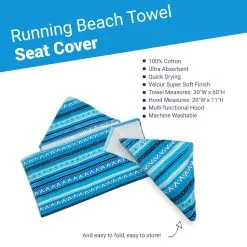 Running Seat Cover Towel - Blue Aztec -goneforarun Sales 2023 tr 44601 DETAILS