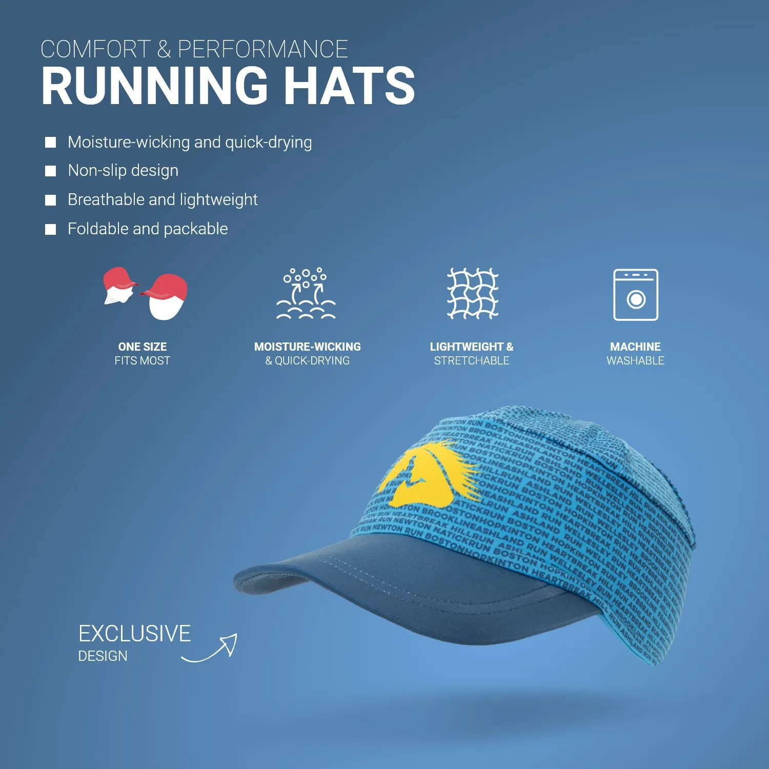 Running Comfort Performance Hat - Run Boston 4 Running Comfort Performance Hat - Run Boston - Image 2