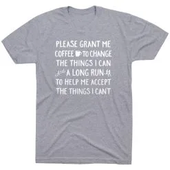 Running Short Sleeve T-Shirt - Please Grant Me Coffee -goneforarun Sales 2023 tr 44646 GRAY FLAT