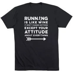 Running Short Sleeve T-Shirt - Running Is Like Wine 18 Running Short Sleeve T-Shirt - Running Is Like Wine -goneforarun Sales 2023 tr 44656 BLACK FLAT