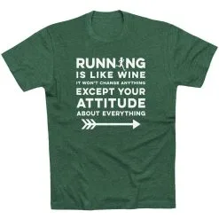 Running Short Sleeve T-Shirt - Running Is Like Wine 20 Running Short Sleeve T-Shirt - Running Is Like Wine -goneforarun Sales 2023 tr 44656 FORESTGREEN FLAT